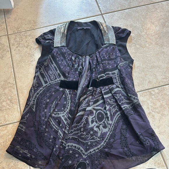 Etro Women’s Black and Purple Graphic Blouse Size 42 - Picture 4 of 4